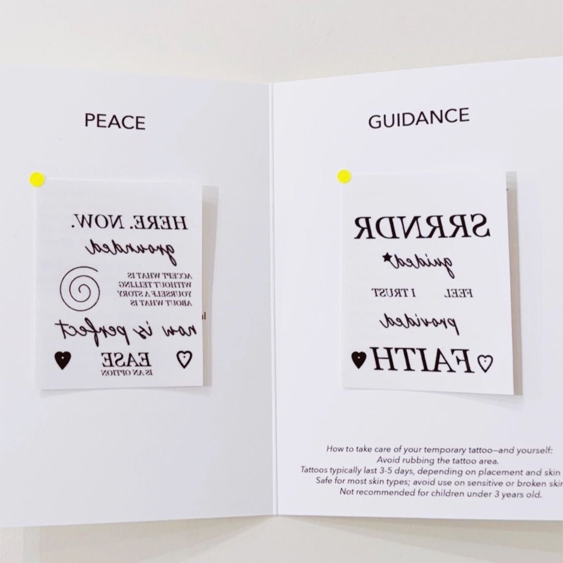 temporary tattoo afiramtion set