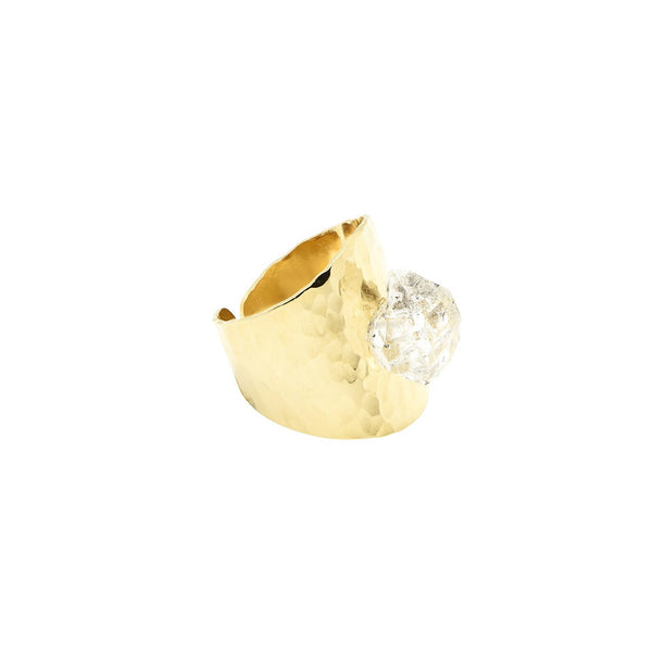 Herkimer Diamond ring hammered gold