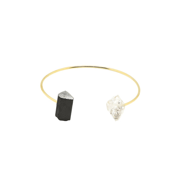 bracelet black tourmaline & Herkimer Diamond